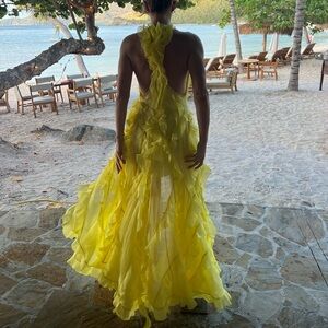 Zimmermann Yellow Ruffle Wonderland Dress Size 1